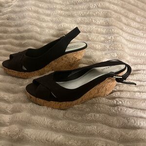 Maurices Black Wedge Sandals